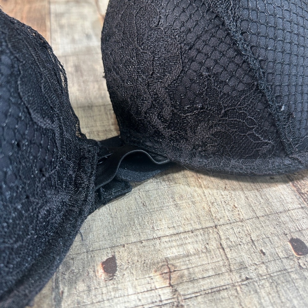Victoria's Secret Black Lace Mesh Very Sexy Push-Up Underwire Bra 36D - Picture 3 of 7